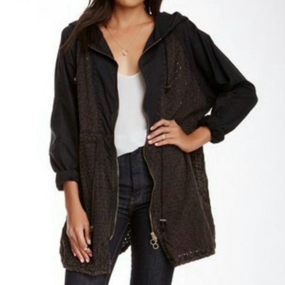 FREE PEOPLE Eyelet zip up hooded jacket - Picture 2 of 12